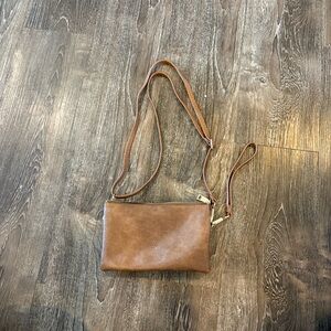 Chic Brown Leather Purse / Wristlet